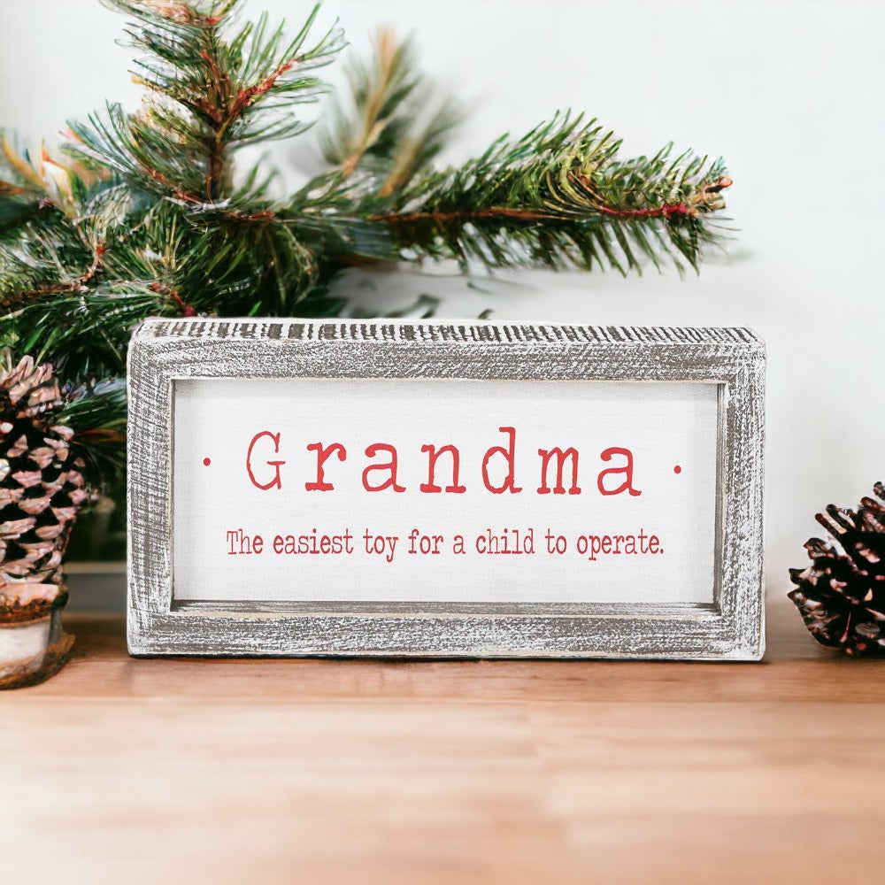 Funny Grandma Sign Wood Framed Wall Decor Christmas Gift Grandma The Easiest Toy To Operate