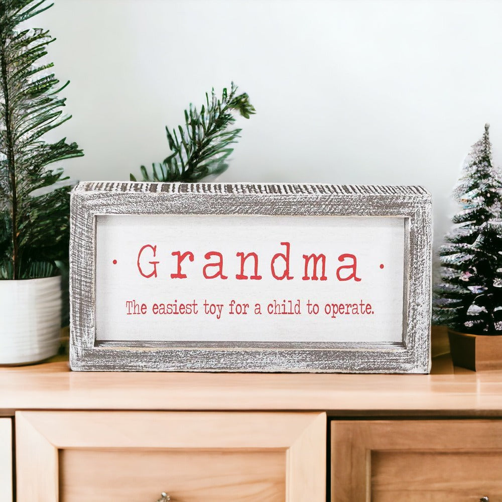 Funny Grandma Sign Wood Framed Wall Decor Christmas Gift Grandma The Easiest Toy To Operate
