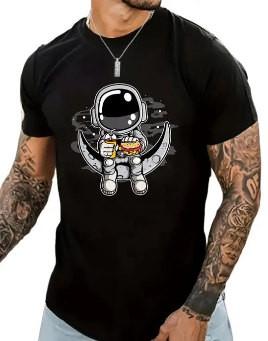 Cartoon Astronaut T-Shirt for Men – Casual Summer Streetwear Tee