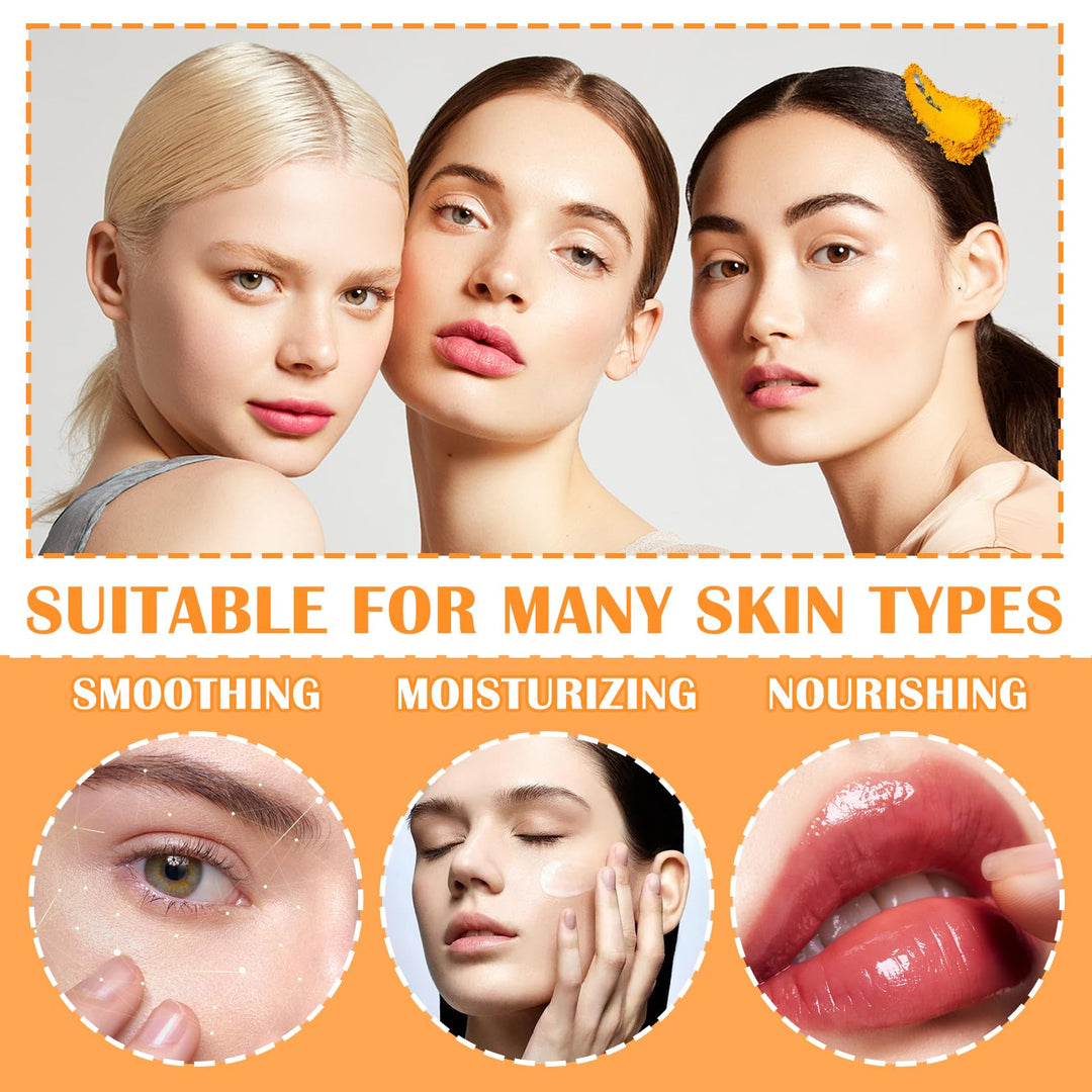 11PCS Turmeric Skincare Set, Skin Care Set with Turmeric Face Wash, Eye Cream, Toner, Facial Cream, Face Serum, Moisturizing Tinted Lip Balm, Under Eye Patches Set with 3 Honey Facial Masks