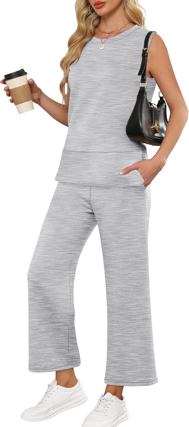 ANRABESS Women's 2 Piece Outfits 2025 Summer Beach Vacation Clothes Fall Travel Casual Lounge Matching Sets Sweatsuits