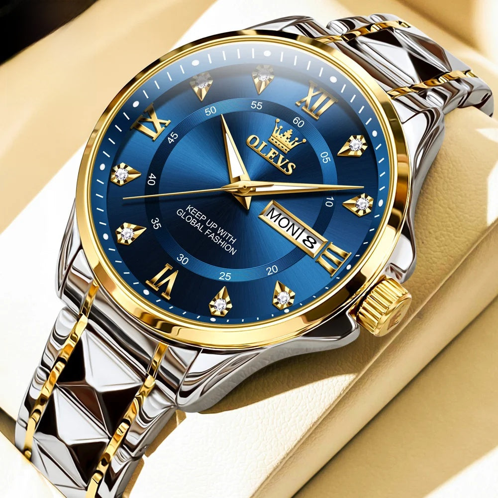 Women's Gold Stainless Steel Slim Luminous Waterproof Watch