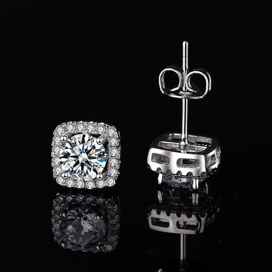 925 Sterling Silver Moissanite Stud Earrings 1-2 Carat Couples Men Women Gift