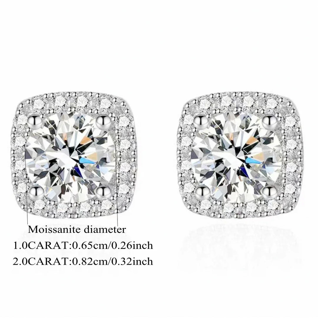 925 Sterling Silver Moissanite Stud Earrings 1-2 Carat Couples Men Women Gift