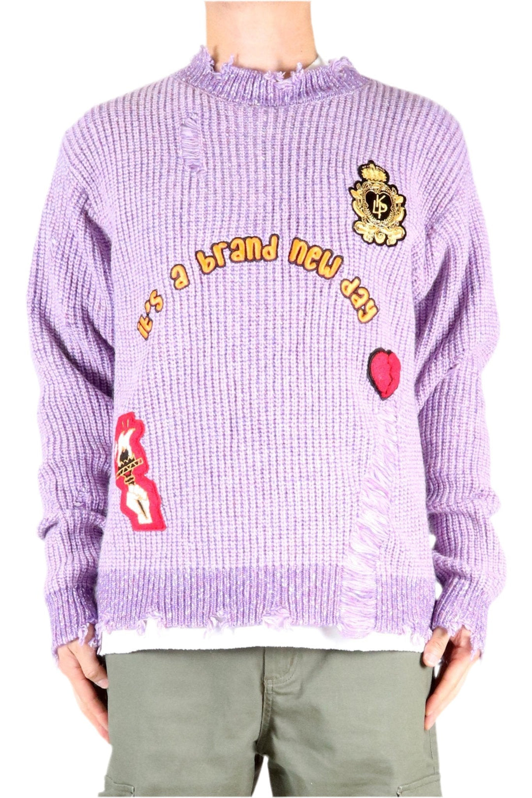 RODRI Heavy Gauge Ripped Knit Sweater with patches