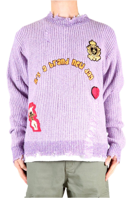RODRI Heavy Gauge Ripped Knit Sweater with patches