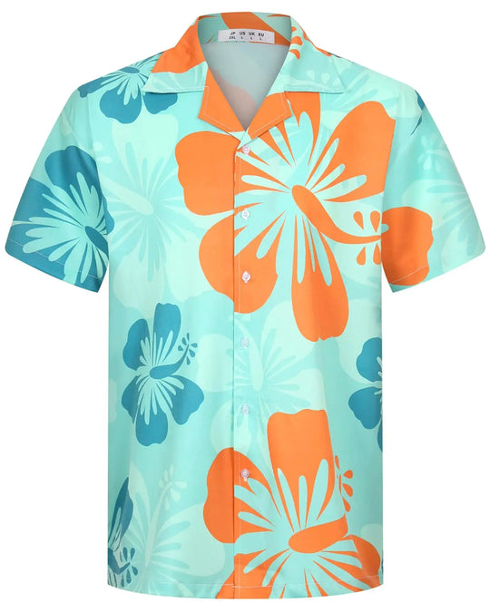 APTRO Men's Hawaiian Shirt Summer Beach Tropical Short Sleeve Button Down Shirt Hibiscus Green 2X