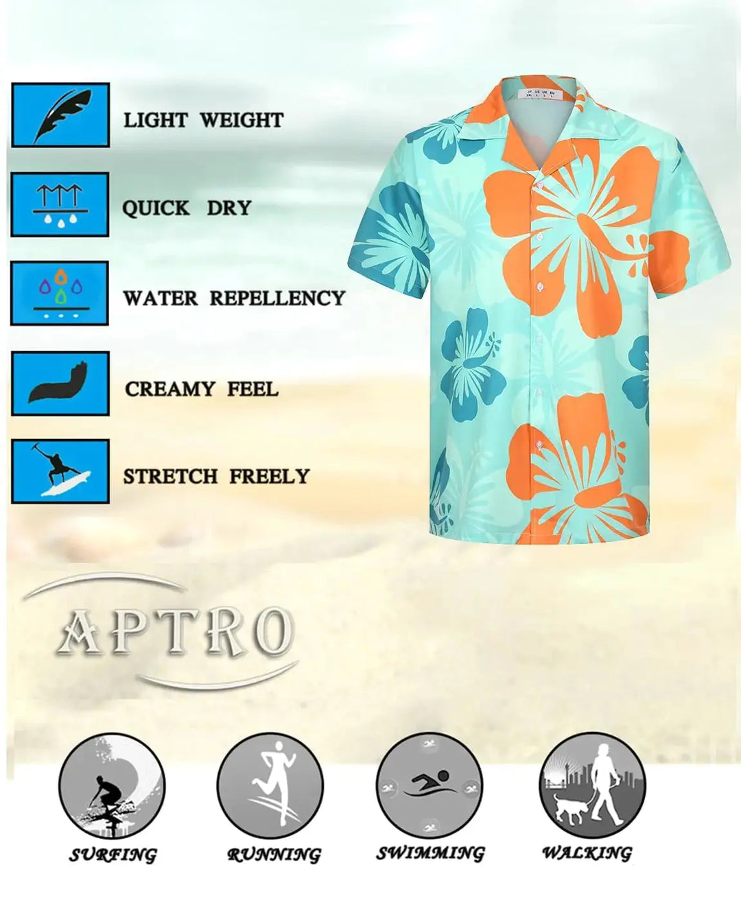 APTRO Men's Hawaiian Shirt Summer Beach Tropical Short Sleeve Button Down Shirt Hibiscus Green 2X