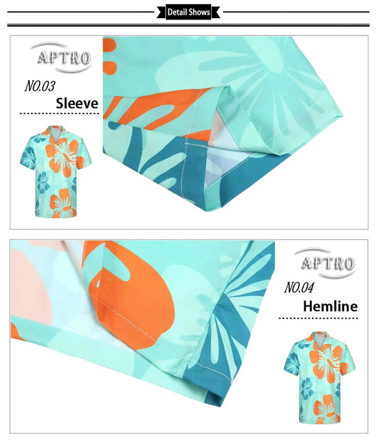 APTRO Men's Hawaiian Shirt Summer Beach Tropical Short Sleeve Button Down Shirt Hibiscus Green 2X