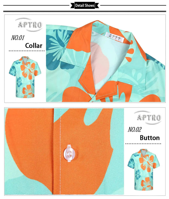 APTRO Men's Hawaiian Shirt Summer Beach Tropical Short Sleeve Button Down Shirt Hibiscus Green 2X