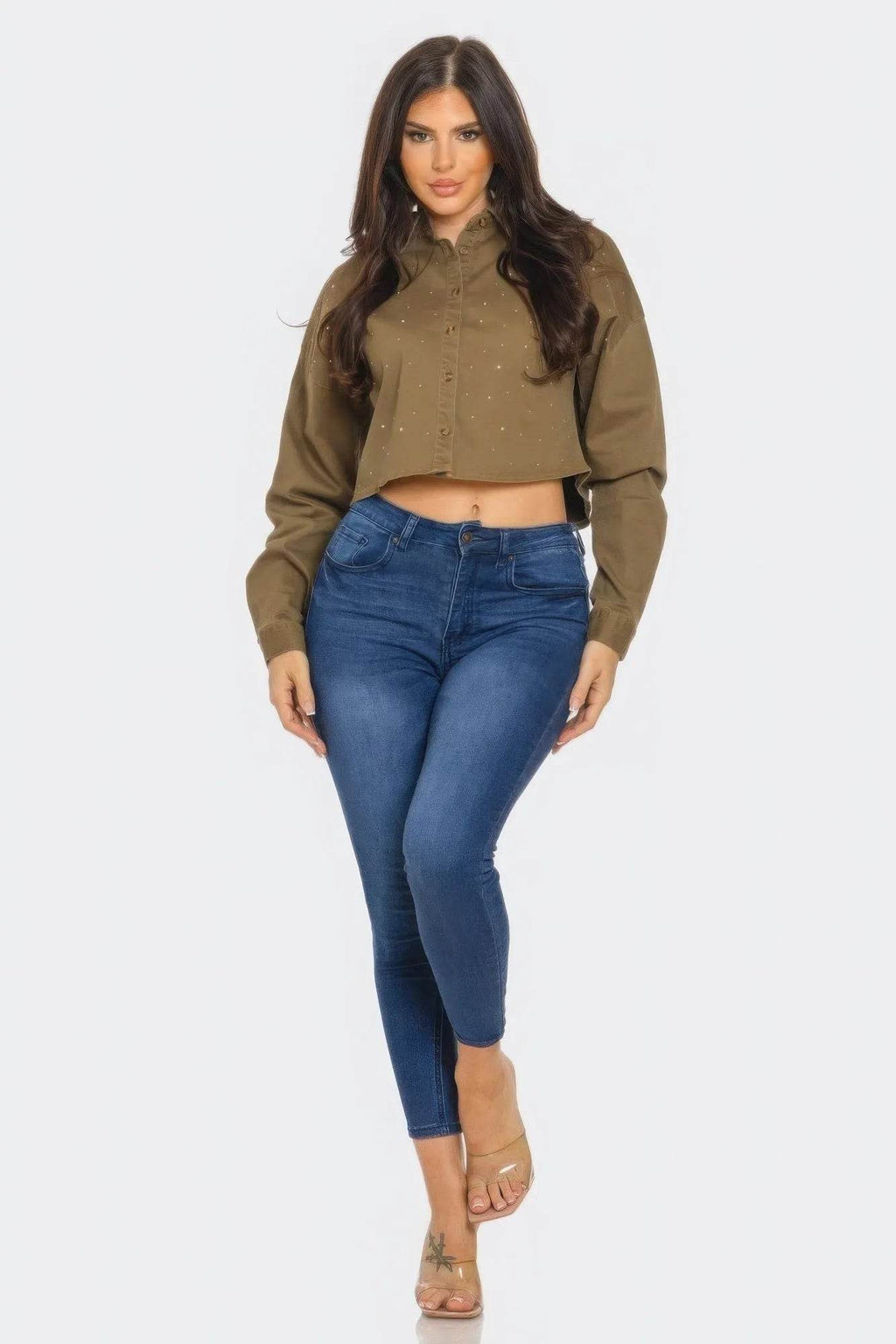 Bling Denim Button Down Shirt | Bona Fide Fashion