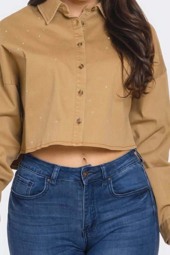 Bling Denim Button Down Shirt | Bona Fide Fashion