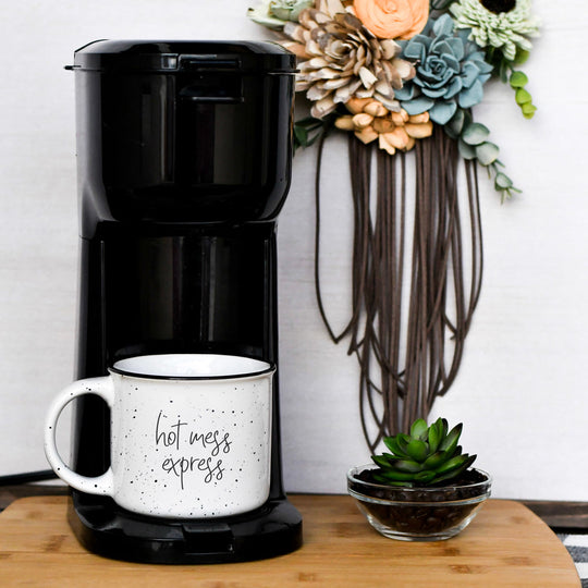 Hot Mess Express Oversized Campfire Mug Black Rim Limited Edition, Double-Sided