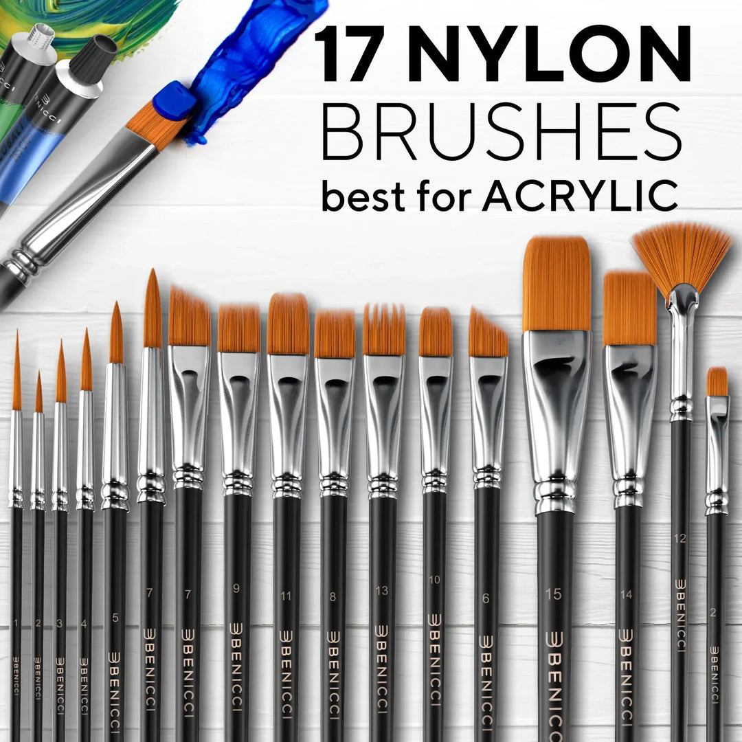 Creative Essence 40pc Paint Brush Kit with Multi-Fiber Bristles & Case