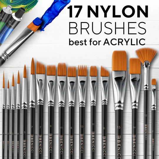Creative Essence 40pc Paint Brush Kit with Multi-Fiber Bristles & Case
