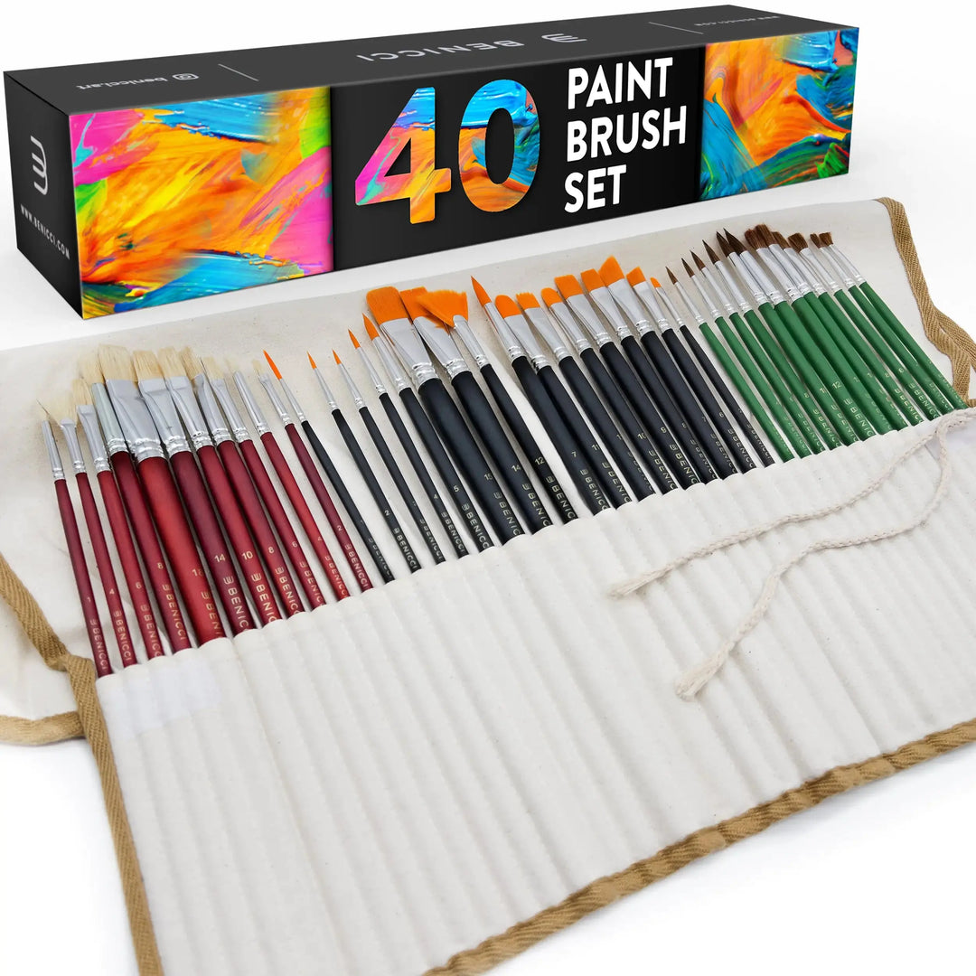 Creative Essence 40pc Paint Brush Kit with Multi-Fiber Bristles & Case