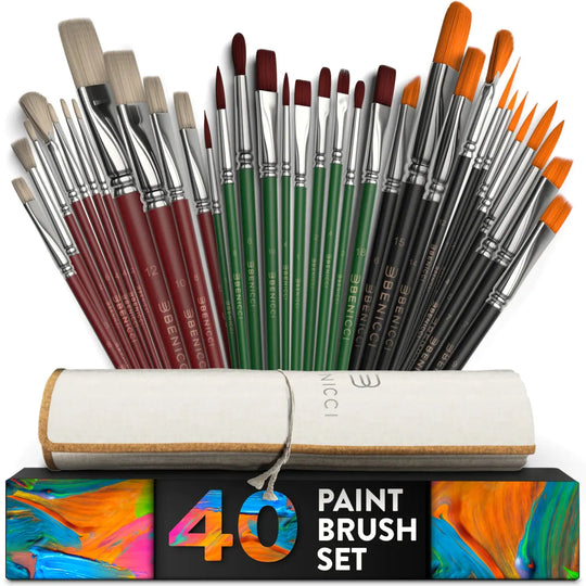 Creative Essence 40pc Paint Brush Kit with Multi-Fiber Bristles & Case