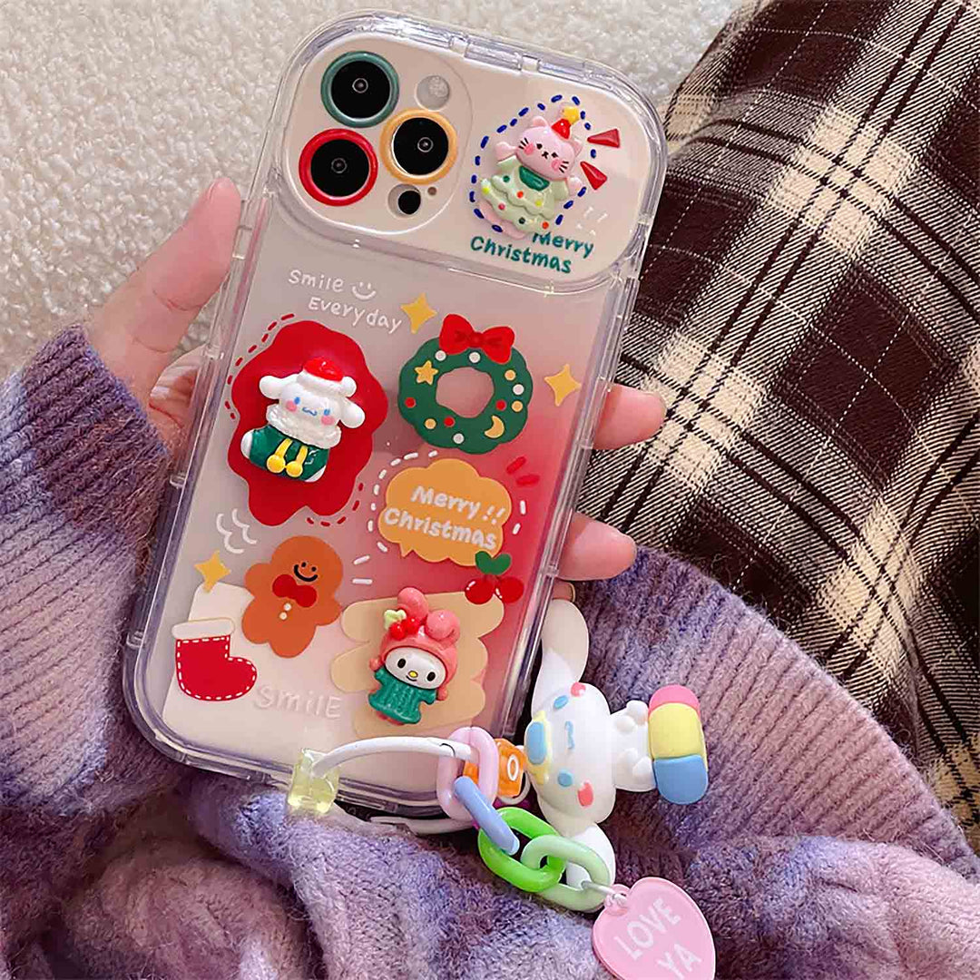 Cute Cartoon Anime Flip Mirror Christmas Phone Case For iPhone | ZAKAPOP