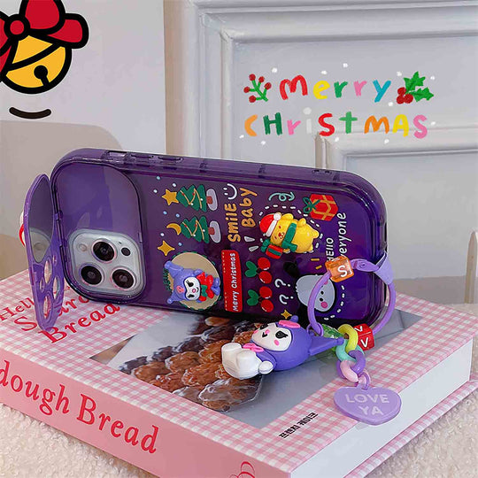 Cute Cartoon Anime Flip Mirror Christmas Phone Case For iPhone | ZAKAPOP