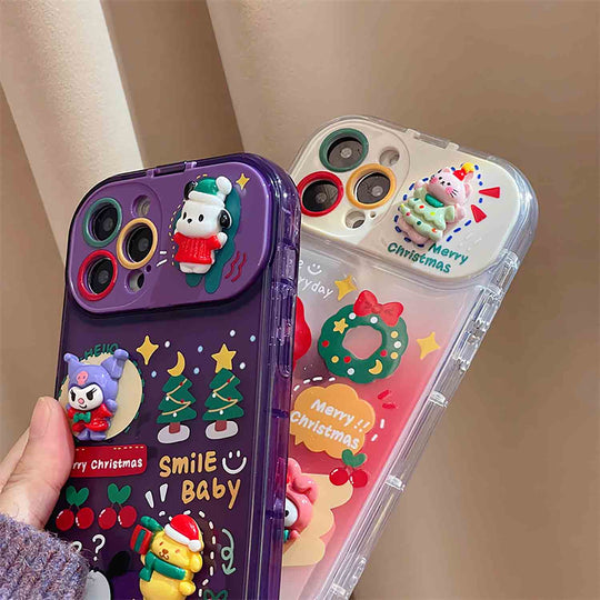 Cute Cartoon Anime Flip Mirror Christmas Phone Case For iPhone | ZAKAPOP