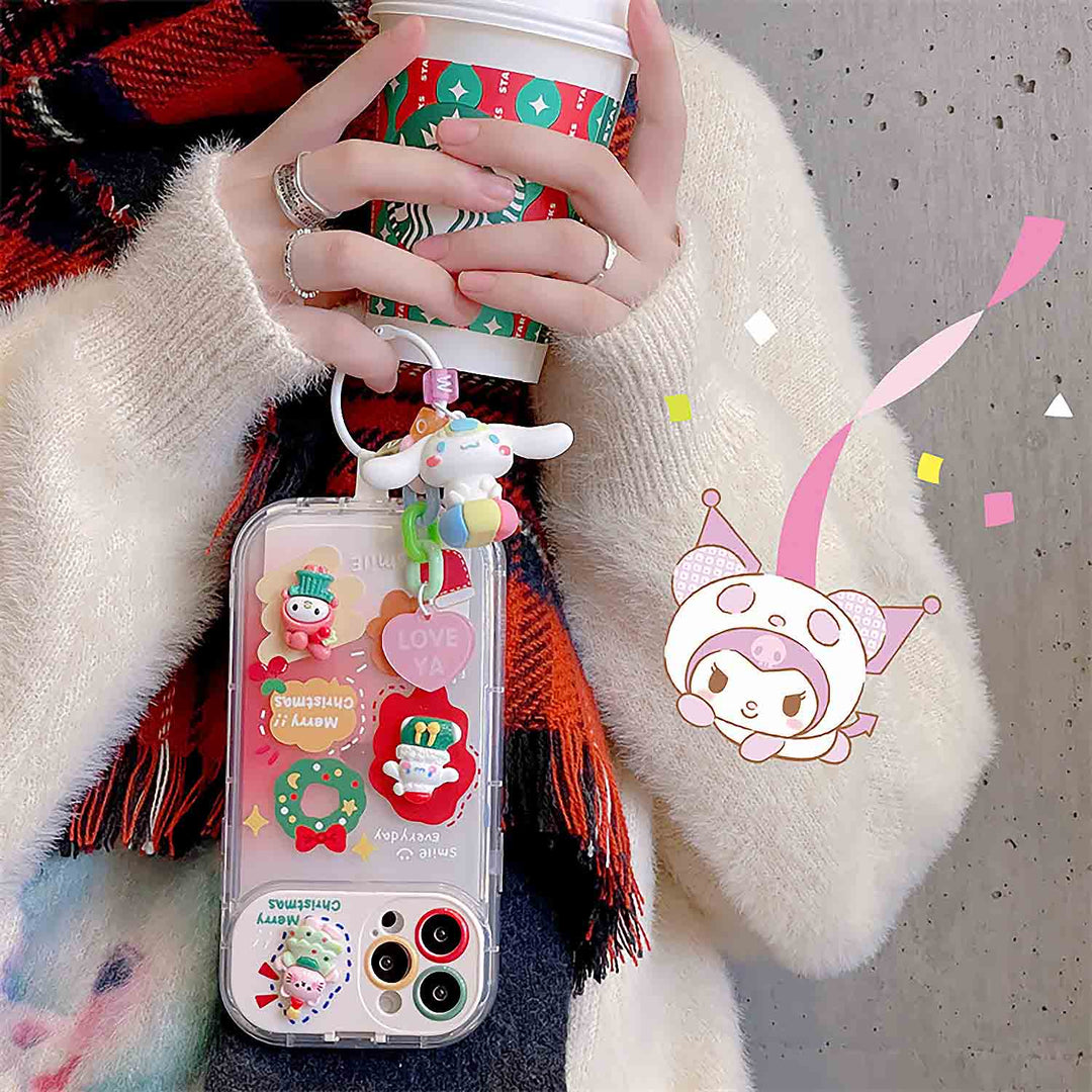 Cute Cartoon Anime Flip Mirror Christmas Phone Case For iPhone | ZAKAPOP