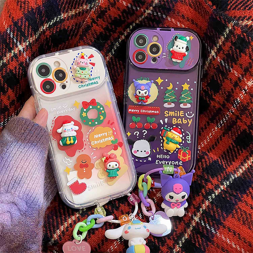 Cute Cartoon Anime Flip Mirror Christmas Phone Case For iPhone | ZAKAPOP