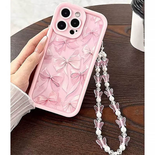 Cute Pink Silk Bow Pattern iPhone Case | ZAKAPOP