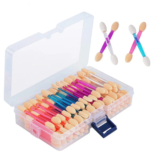 Cuttte 120PCS Dual-Sided Eyeshadow Sponge Applicators with Container – 4 Vibrant Colors