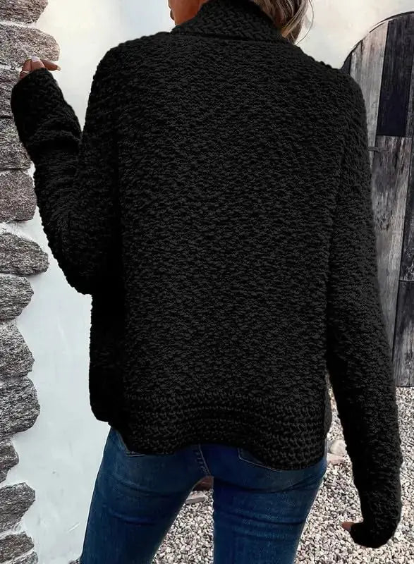 Dokotoo 2024 Women's Black Long Sleeve Chunky Knit Cardigan