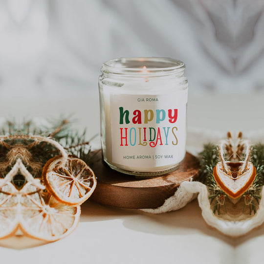 Pine Orange Holiday Candle 9oz Soy, Fresh Christmas Tree, Birch Vetiver