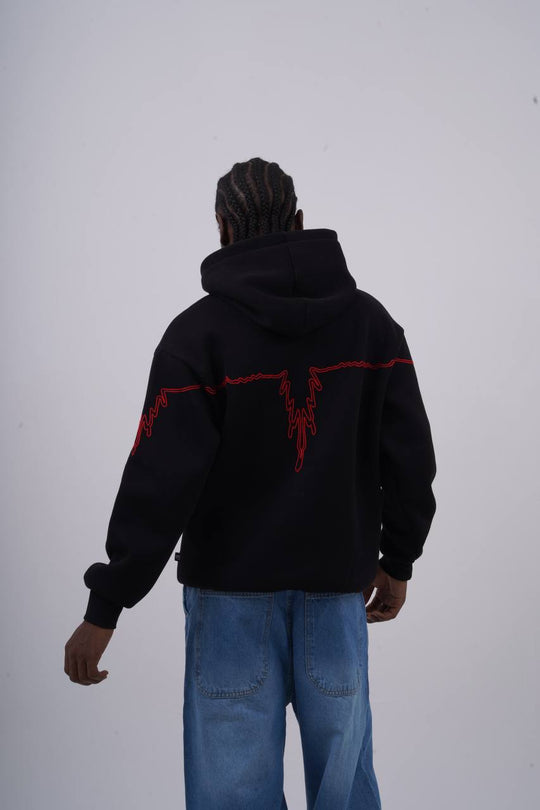 "Heartbeat" Embroidered Graphic Hoodie