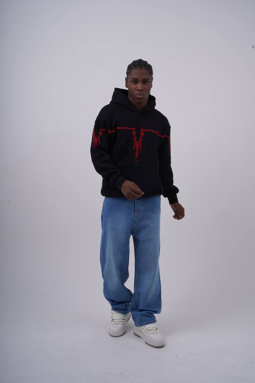 "Heartbeat" Embroidered Graphic Hoodie