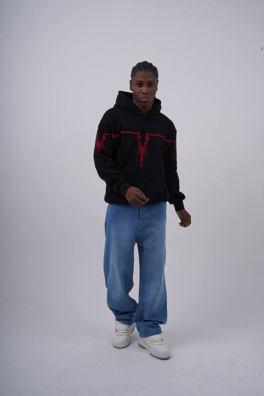 "Heartbeat" Embroidered Graphic Hoodie