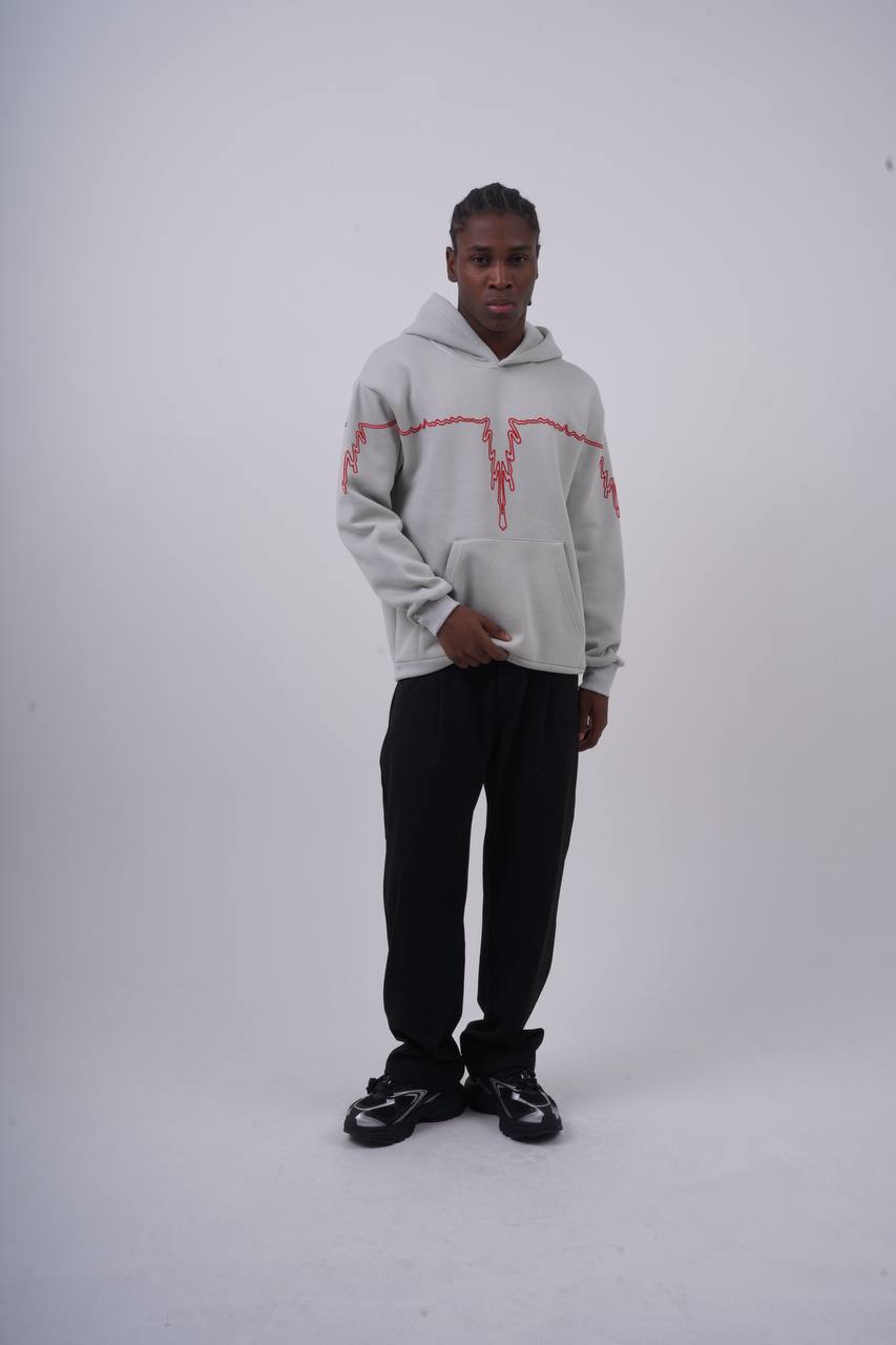 "Heartbeat" Embroidered Graphic Hoodie