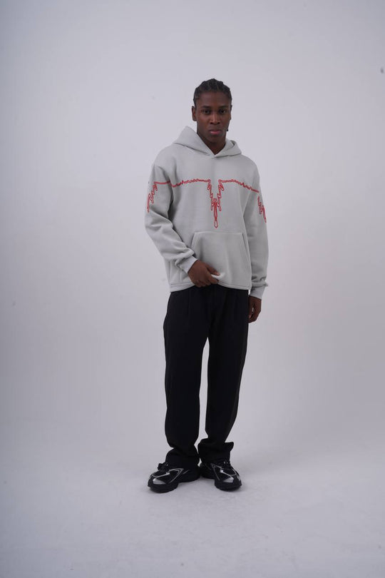 "Heartbeat" Embroidered Graphic Hoodie