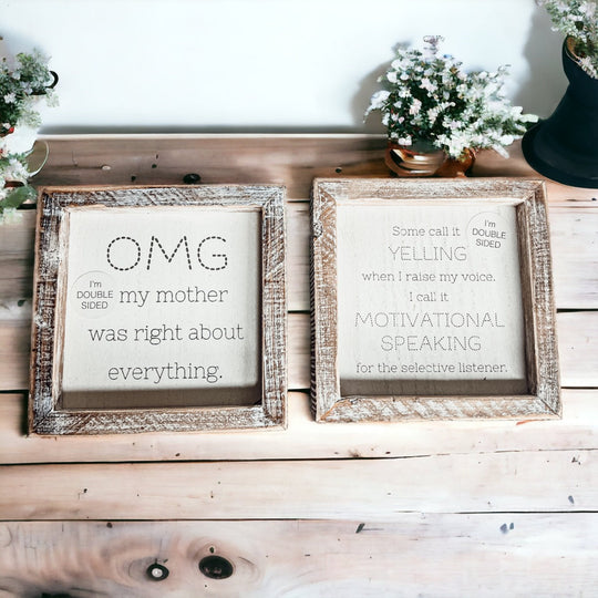 Funny Double Sided 6 Inch Wooden Mom Sign Desk Plaque Home Decor Gift For Mother