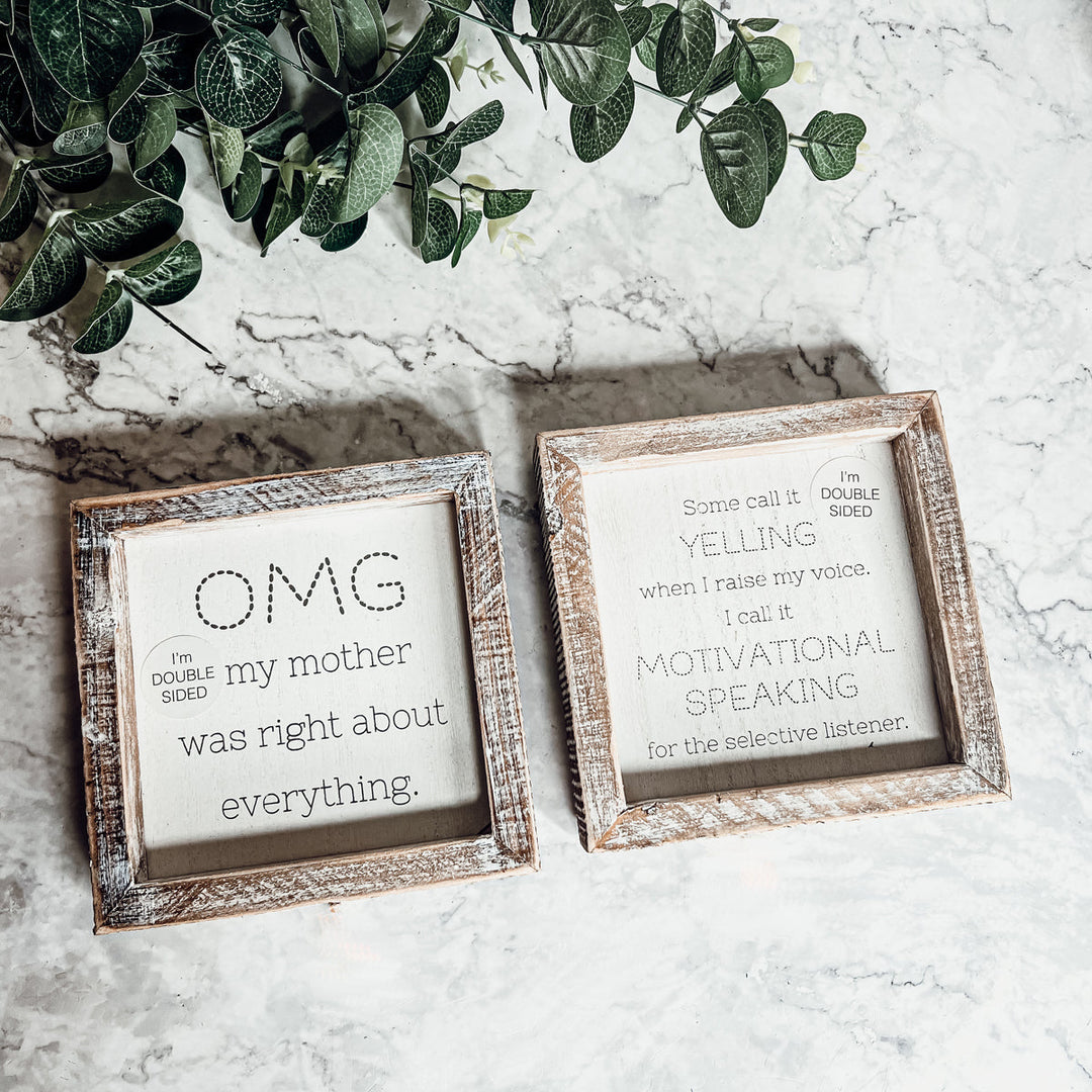 Funny Double Sided 6 Inch Wooden Mom Sign Desk Plaque Home Decor Gift For Mother