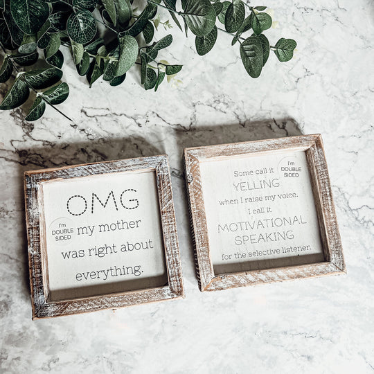 Funny Double Sided 6 Inch Wooden Mom Sign Desk Plaque Home Decor Gift For Mother