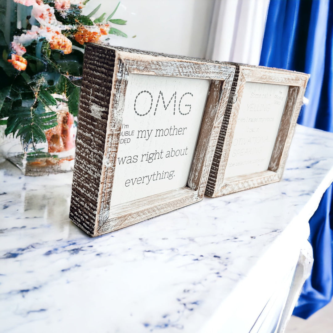 Funny Double Sided 6 Inch Wooden Mom Sign Desk Plaque Home Decor Gift For Mother