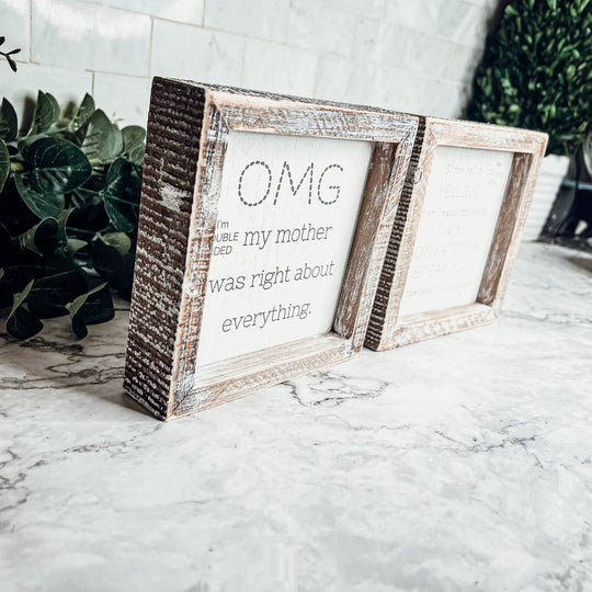 Funny Double Sided 6 Inch Wooden Mom Sign Desk Plaque Home Decor Gift For Mother