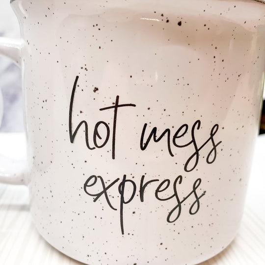 Hot Mess Express Oversized Campfire Mug Black Rim Limited Edition, Double-Sided