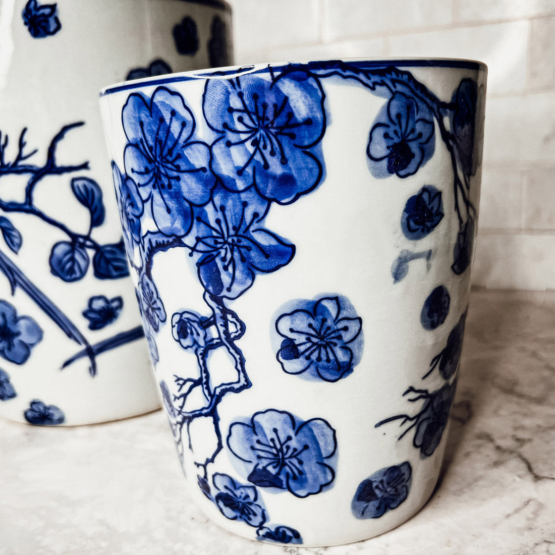 Blue White Chinoiserie Ceramic Vase Planter for Indoor Plants Decorative