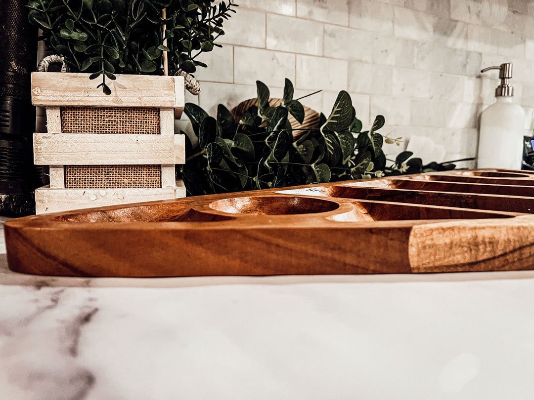 Oversized Acacia Wood Christmas Tree Charcuterie Board With Sectioned Serving