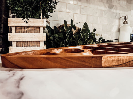 Oversized Acacia Wood Christmas Tree Charcuterie Board With Sectioned Serving