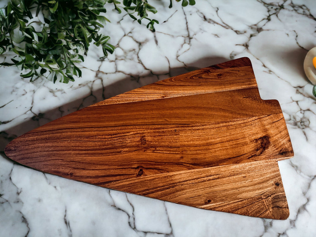 Oversized Acacia Wood Christmas Tree Charcuterie Board With Sectioned Serving