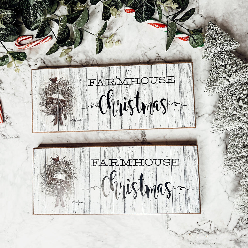 Farmhouse Christmas Sign Wooden Rustic Holiday Decor Minimalist Neutral 10x4