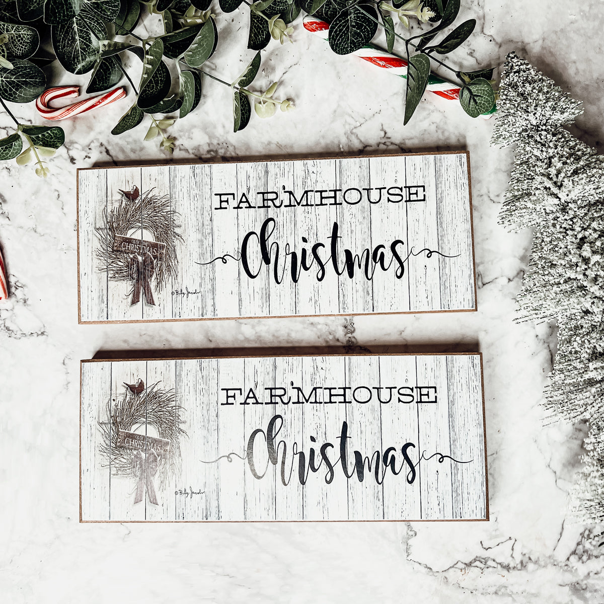 Farmhouse Christmas Sign Wooden Rustic Holiday Decor Minimalist Neutral 10x4