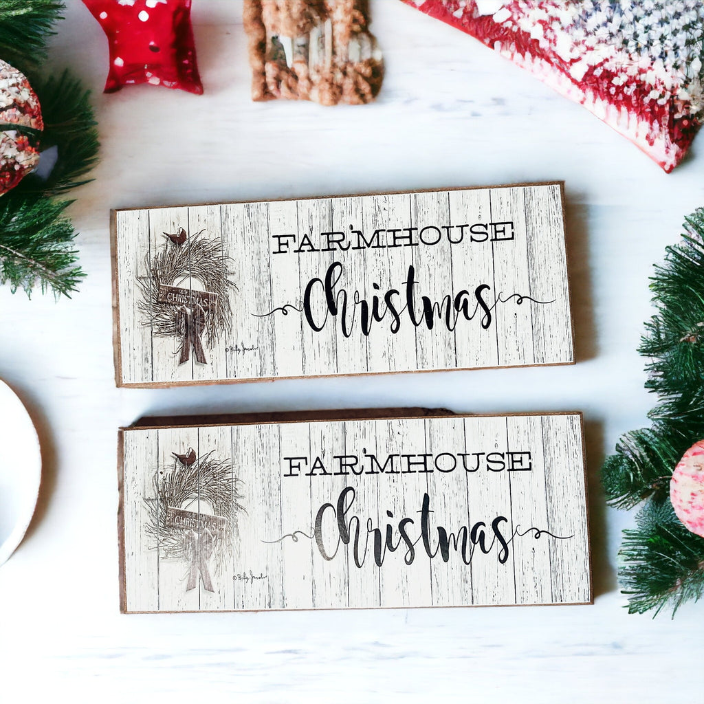 Farmhouse Christmas Sign Wooden Rustic Holiday Decor Minimalist Neutral 10x4
