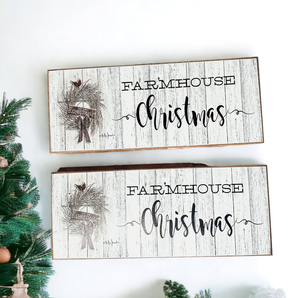 Farmhouse Christmas Sign Wooden Rustic Holiday Decor Minimalist Neutral 10x4