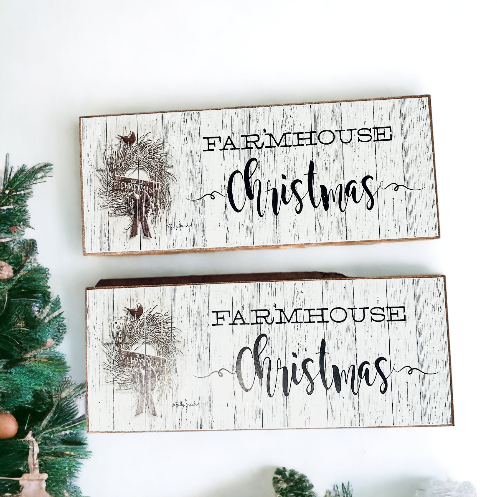 Farmhouse Christmas Sign Wooden Rustic Holiday Decor Minimalist Neutral 10x4